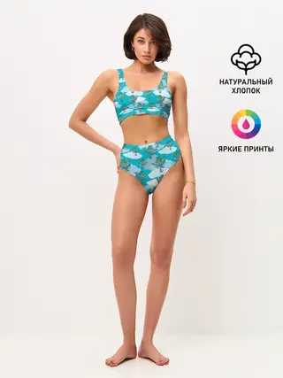 Женские топ и трусы / Киты и корабль