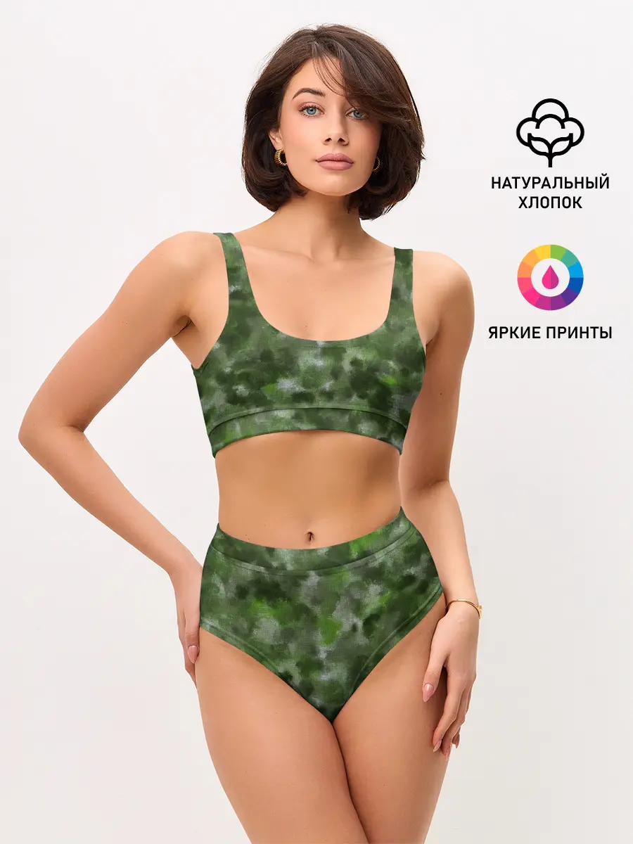 Женские топ и трусы / Canvas Green Camo