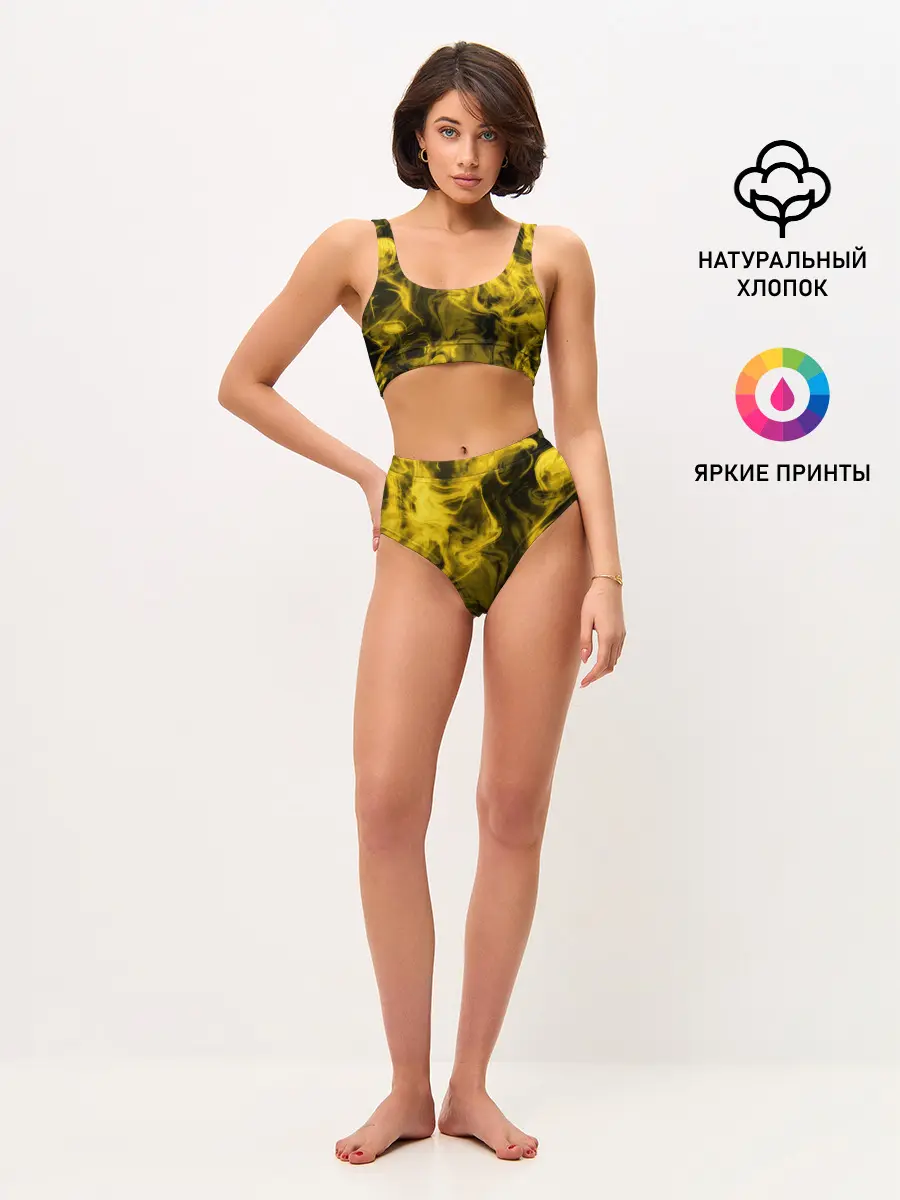 Женские топ и трусы / Желтый Неоновый Дым
