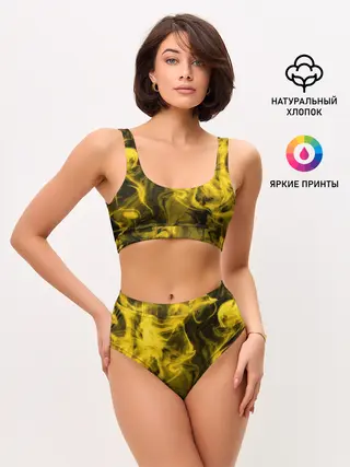 Женские топ и трусы / Желтый Неоновый Дым