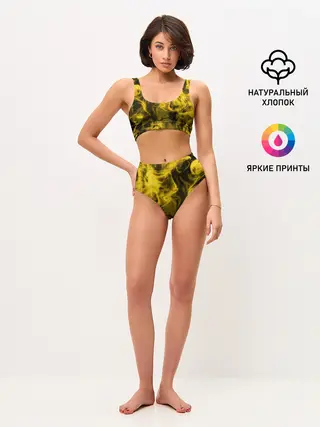 Женские топ и трусы / Желтый Неоновый Дым