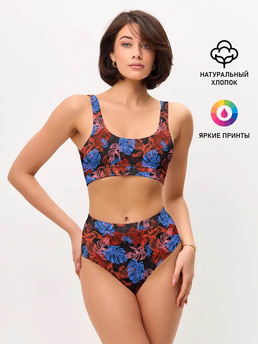 Женские топ и трусы / Неоновые Тропики