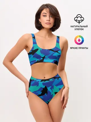 Женские топ и трусы / Акулы паттерн