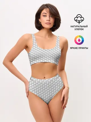 Женские топ и трусы / Белая броня на тёмном фоне