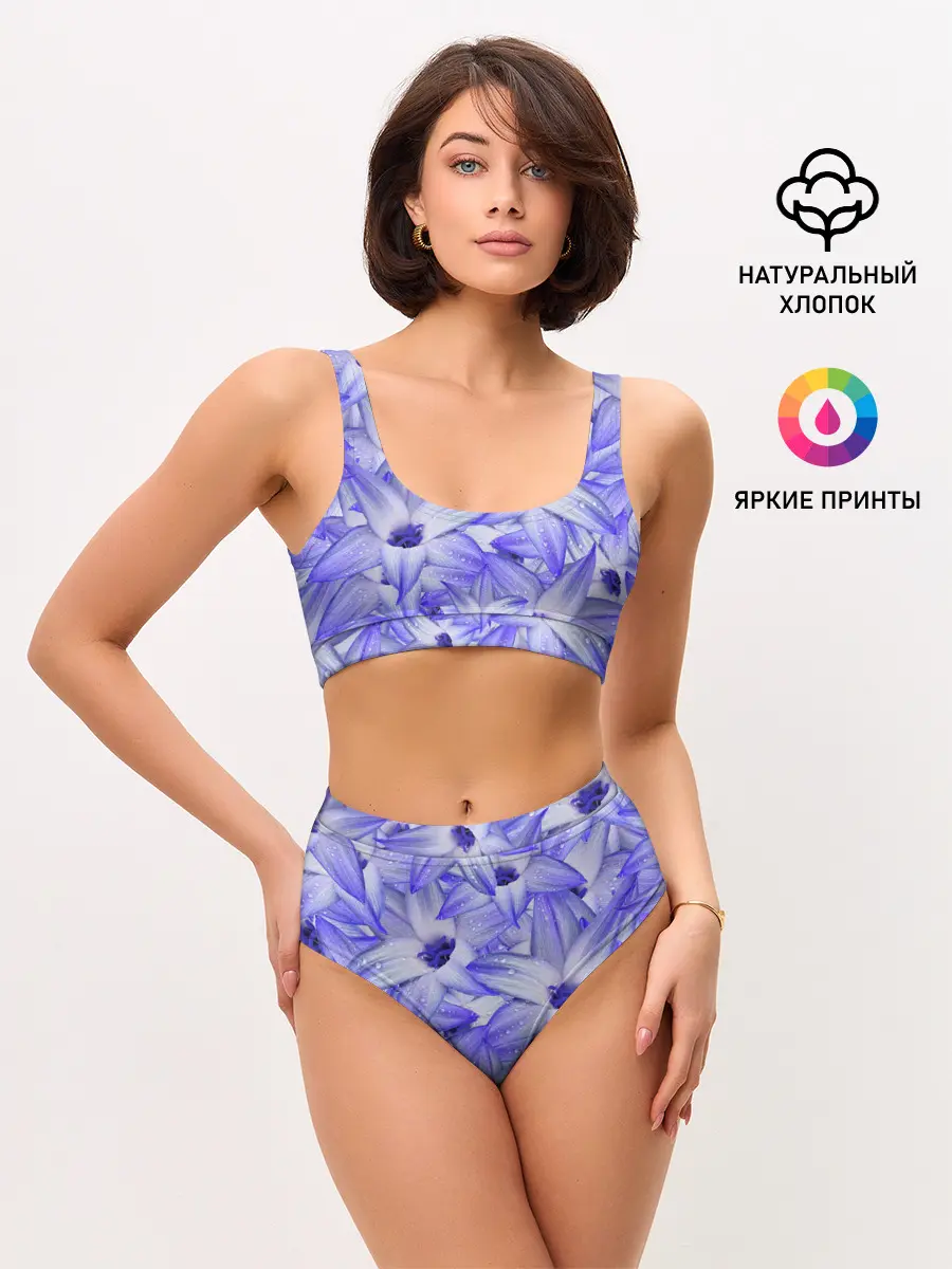 Женские топ и трусы / Синие Цветы