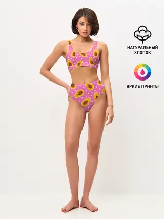 Женские топ и трусы / Папайя на розовом
