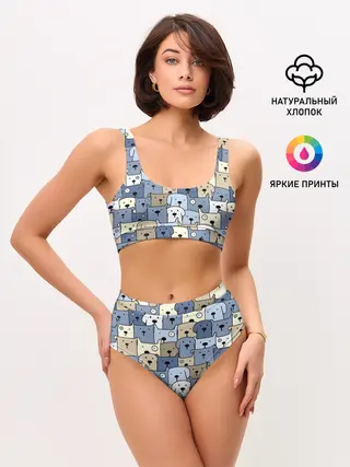 Женские топ и трусы / Собачки рисунок паттерном
