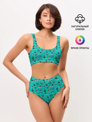 Женские топ и трусы / Морские рыбки