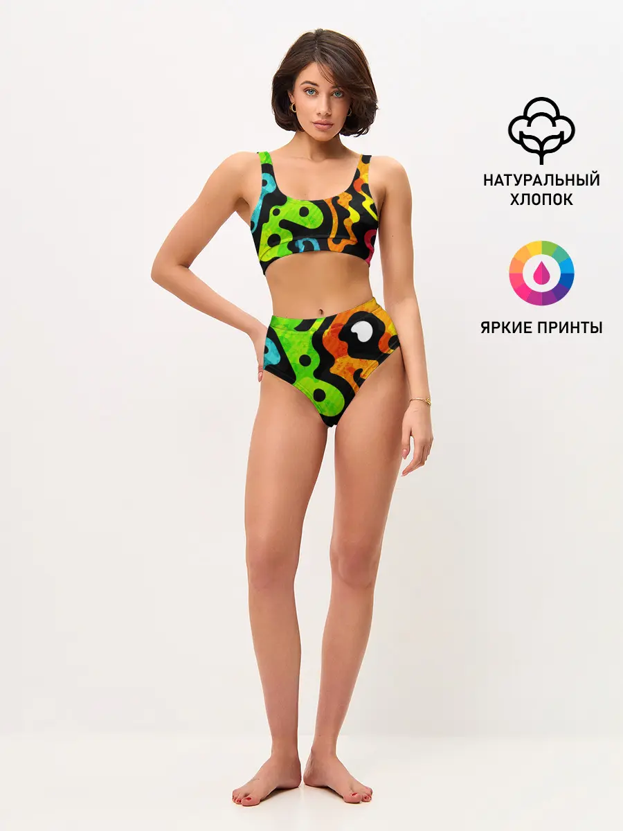 Женские топ и трусы / Разноцветные Кляксы Фигуры