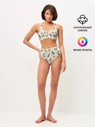 Женские топ и трусы / Винтажный Гавайский Рисунок