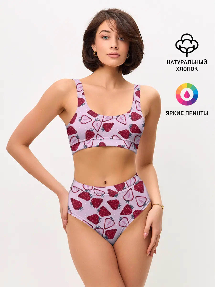 Женские топ и трусы / Клубничка