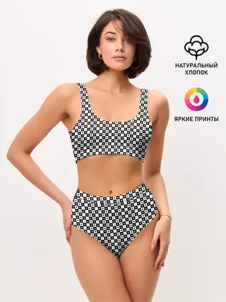 Женские топ и трусы / ШАХМАТНАЯ КЛЕТКА В ГОРОШЕК