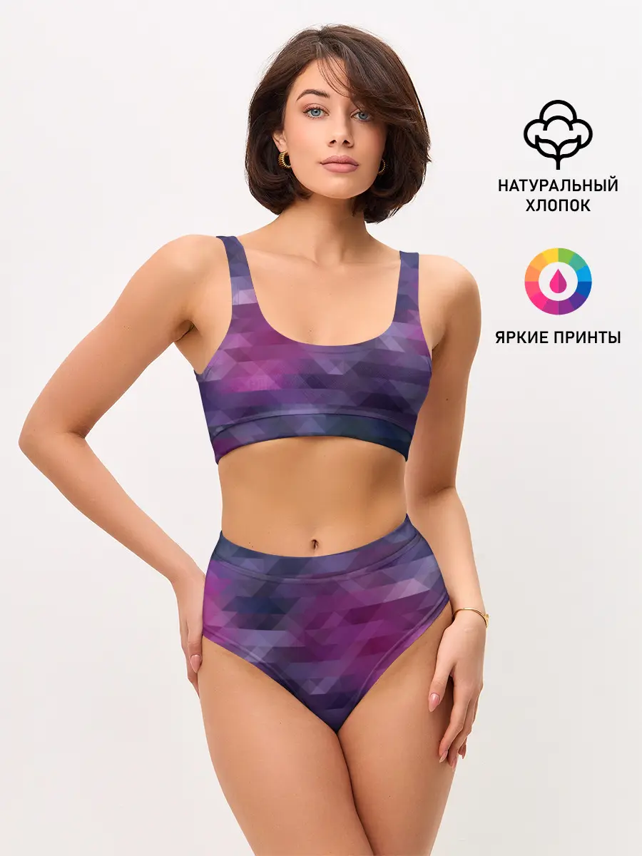 Женские топ и трусы / Фиолетово-бордовый узор