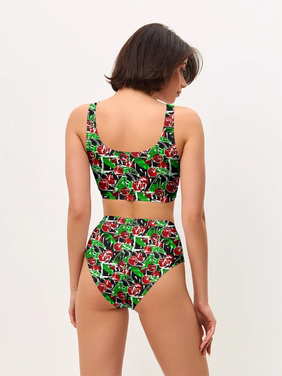 Женские топ и трусы / Абстрактный узор спелая вишня