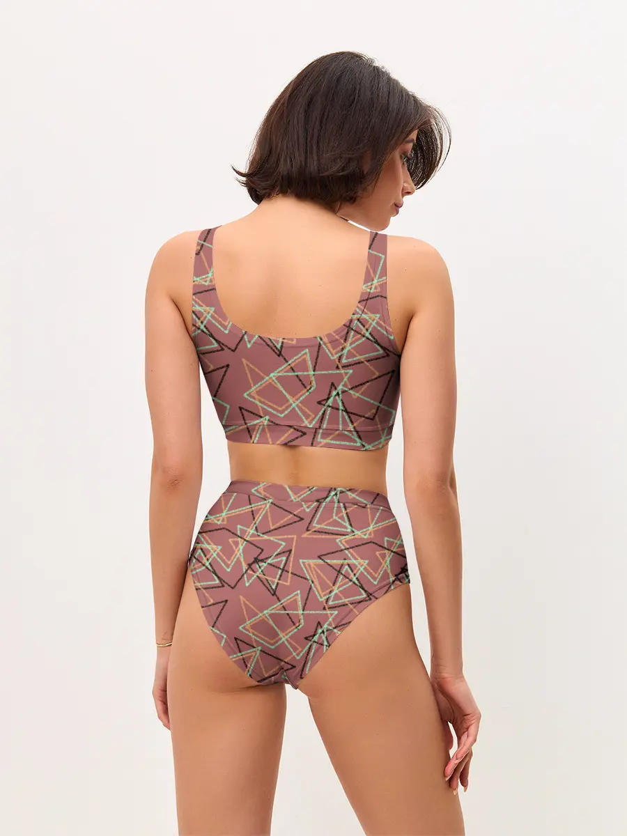 Женские топ и трусы / Террактовый геометрический