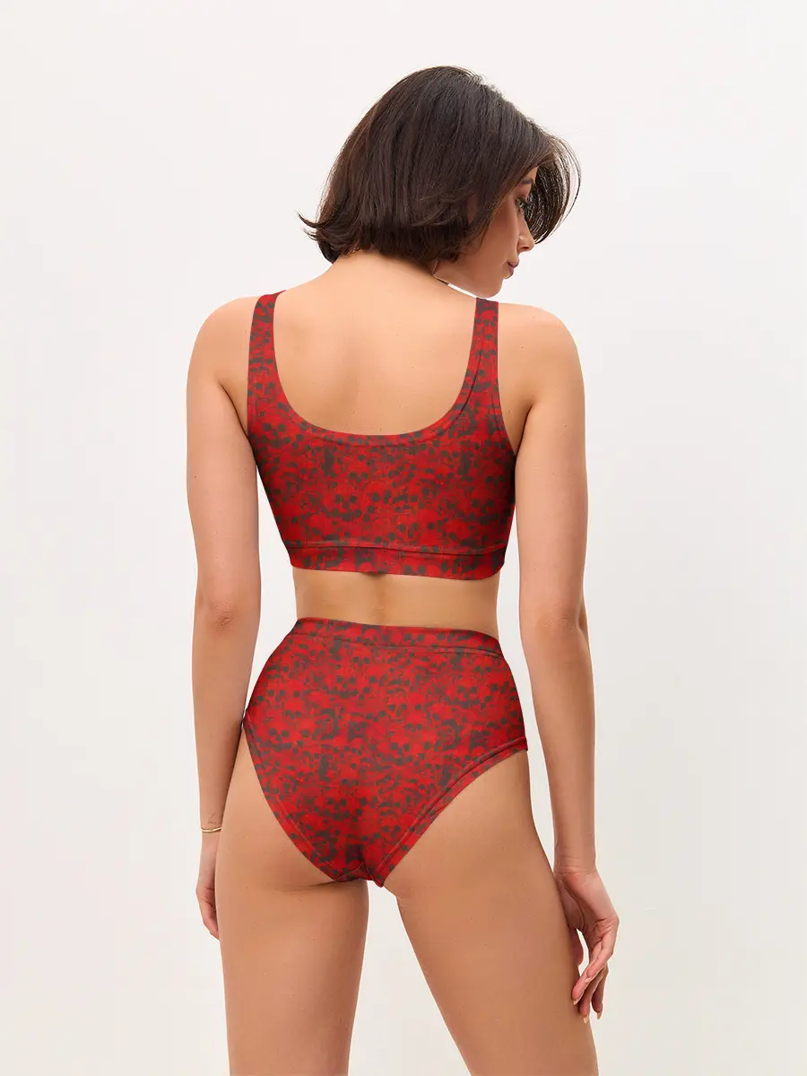 Женские топ и трусы / Красные черепа