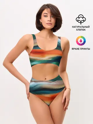 Женские топ и трусы / Мозаичный абстрактный узор