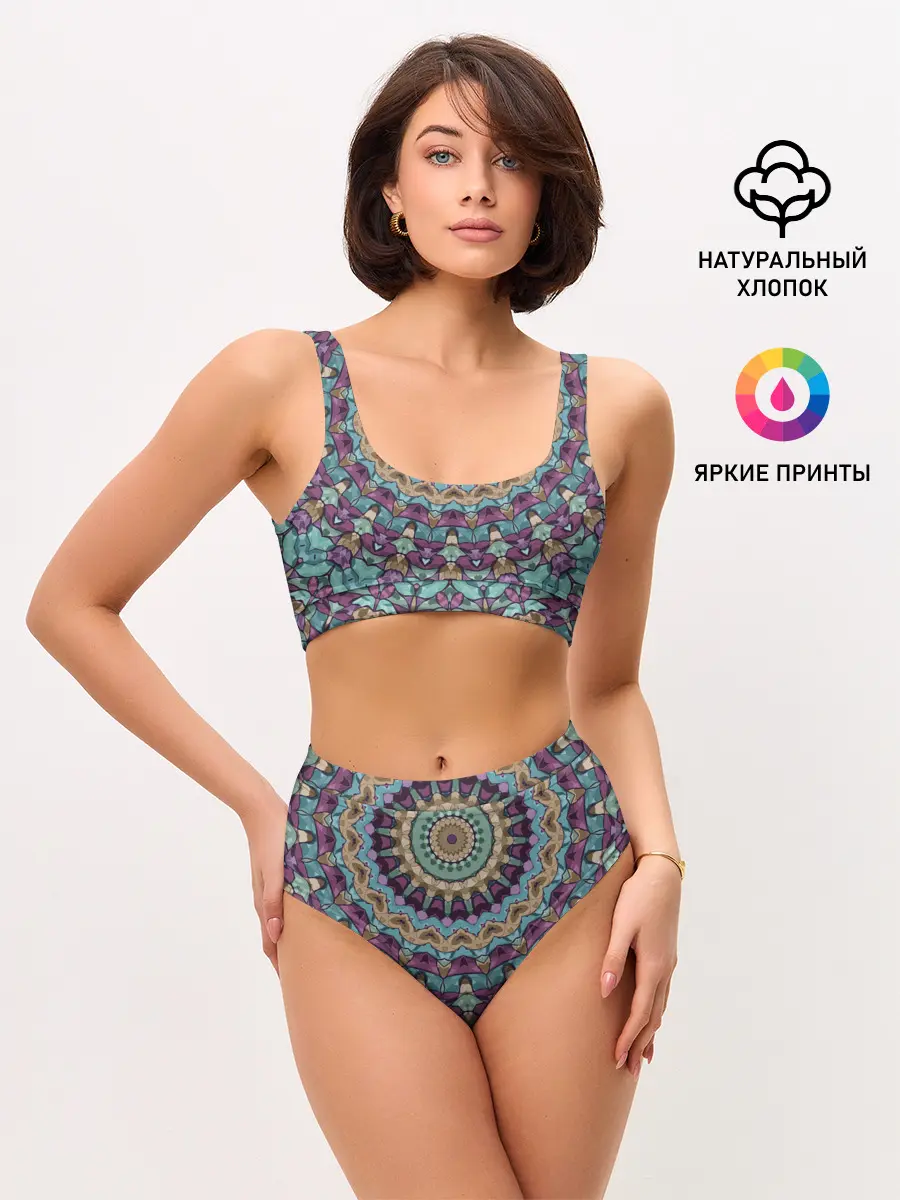 Женские топ и трусы / Сиренево-голубой калейдоскоп .