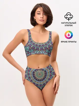Женские топ и трусы / Сиренево-голубой калейдоскоп .