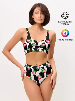 Женские топ и трусы / Клубника на коровьей шкуре