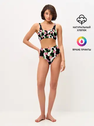 Женские топ и трусы / Клубника на коровьей шкуре