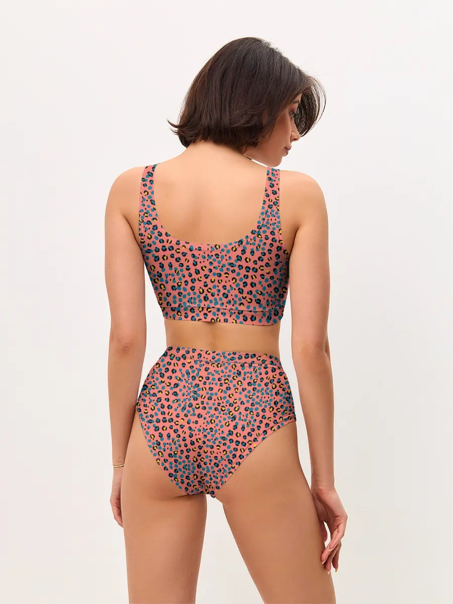 Женские топ и трусы / Леопардовый принт на розовом