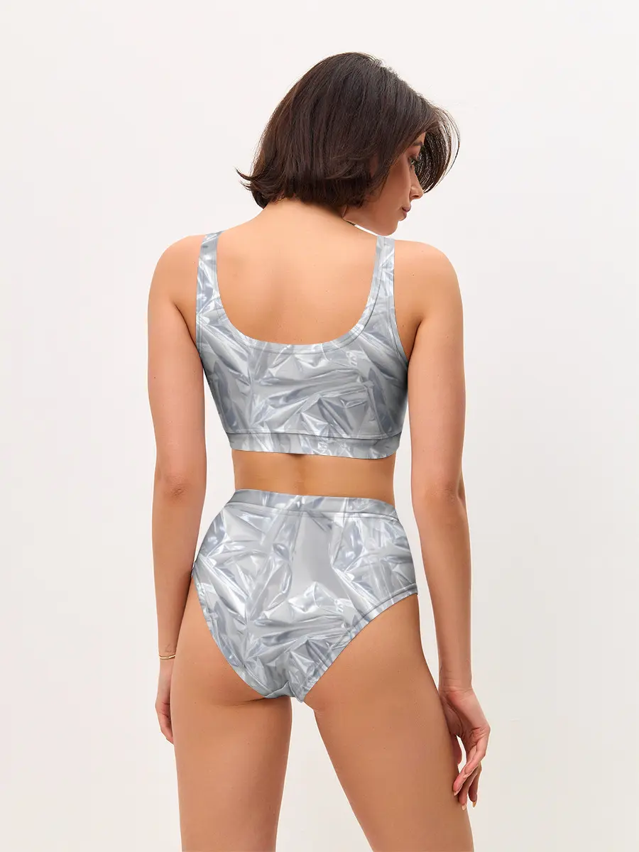 Женские топ и трусы / Голографичная фольга