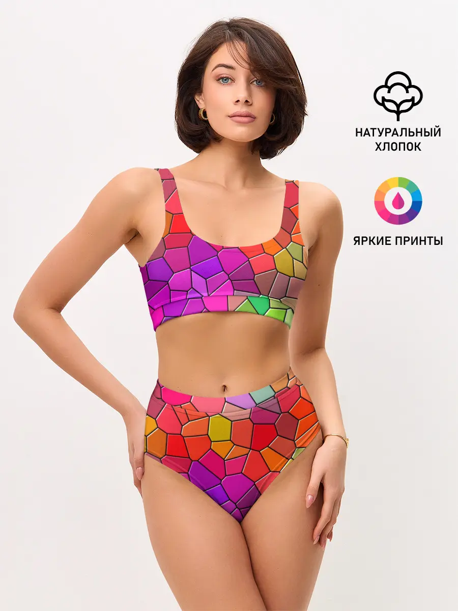 Женские топ и трусы / Мозаика цветная