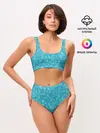 Женские топ и трусы / Бирюзовая пиксель абстракция