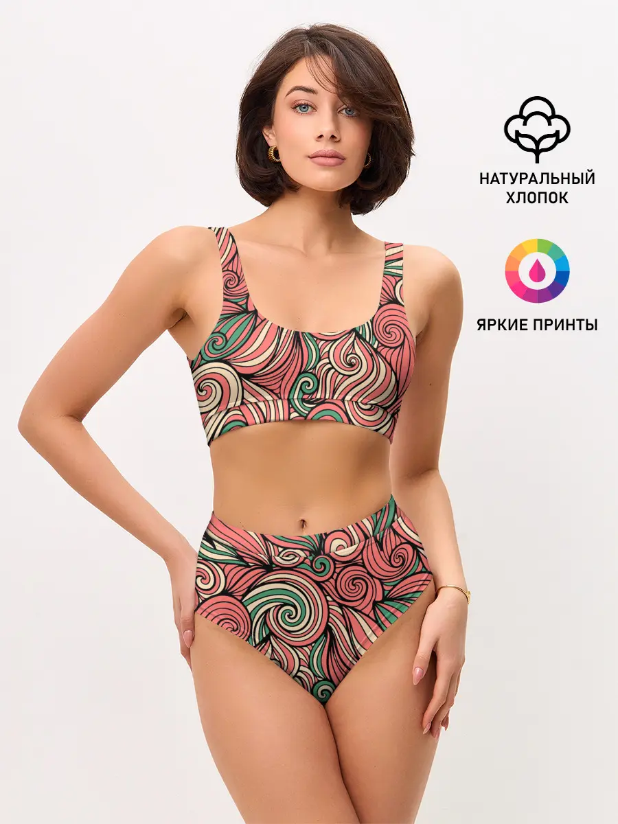 Женские топ и трусы / Алые листья