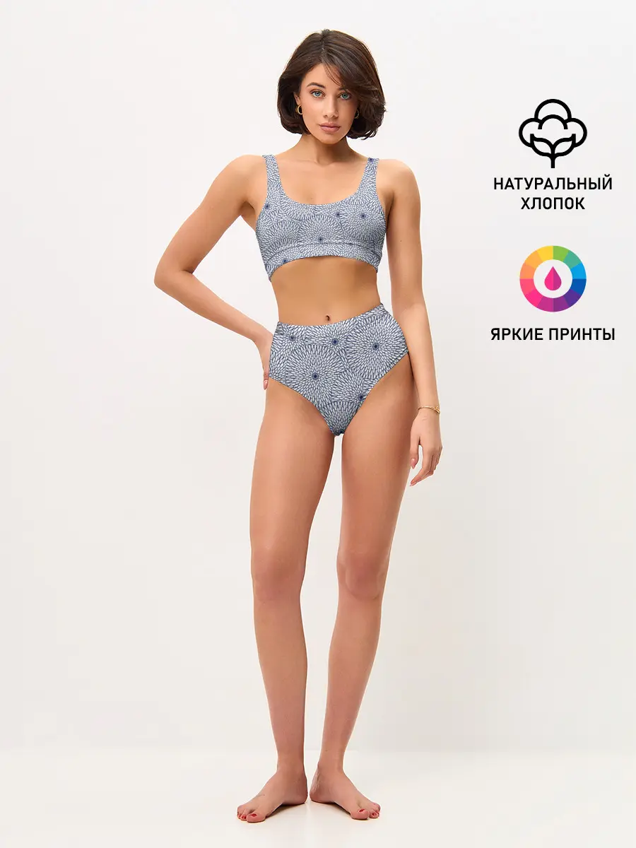 Женские топ и трусы / БЕЛЫЕ ХРИЗАНТЕМЫ | ПАТТЕРН