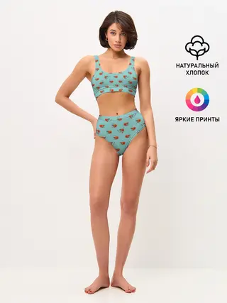 Женские топ и трусы / Креветки паттерн