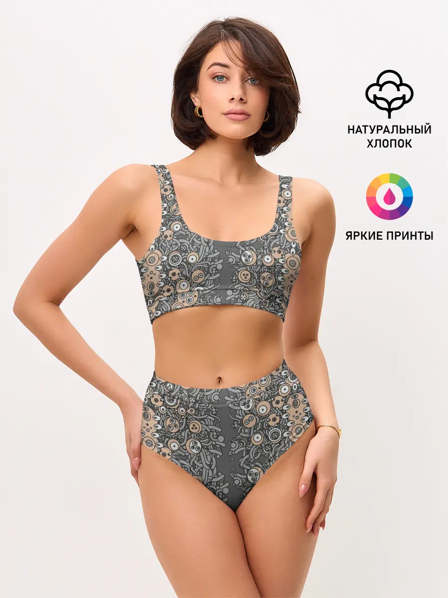 Женские топ и трусы / психоделика киберпанк