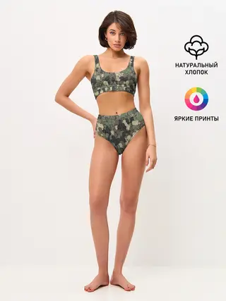Женские топ и трусы / Камуфляж из матрёшек