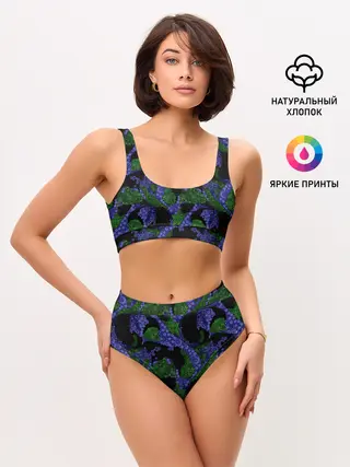 Женские топ и трусы / Абстрактный темный в горох