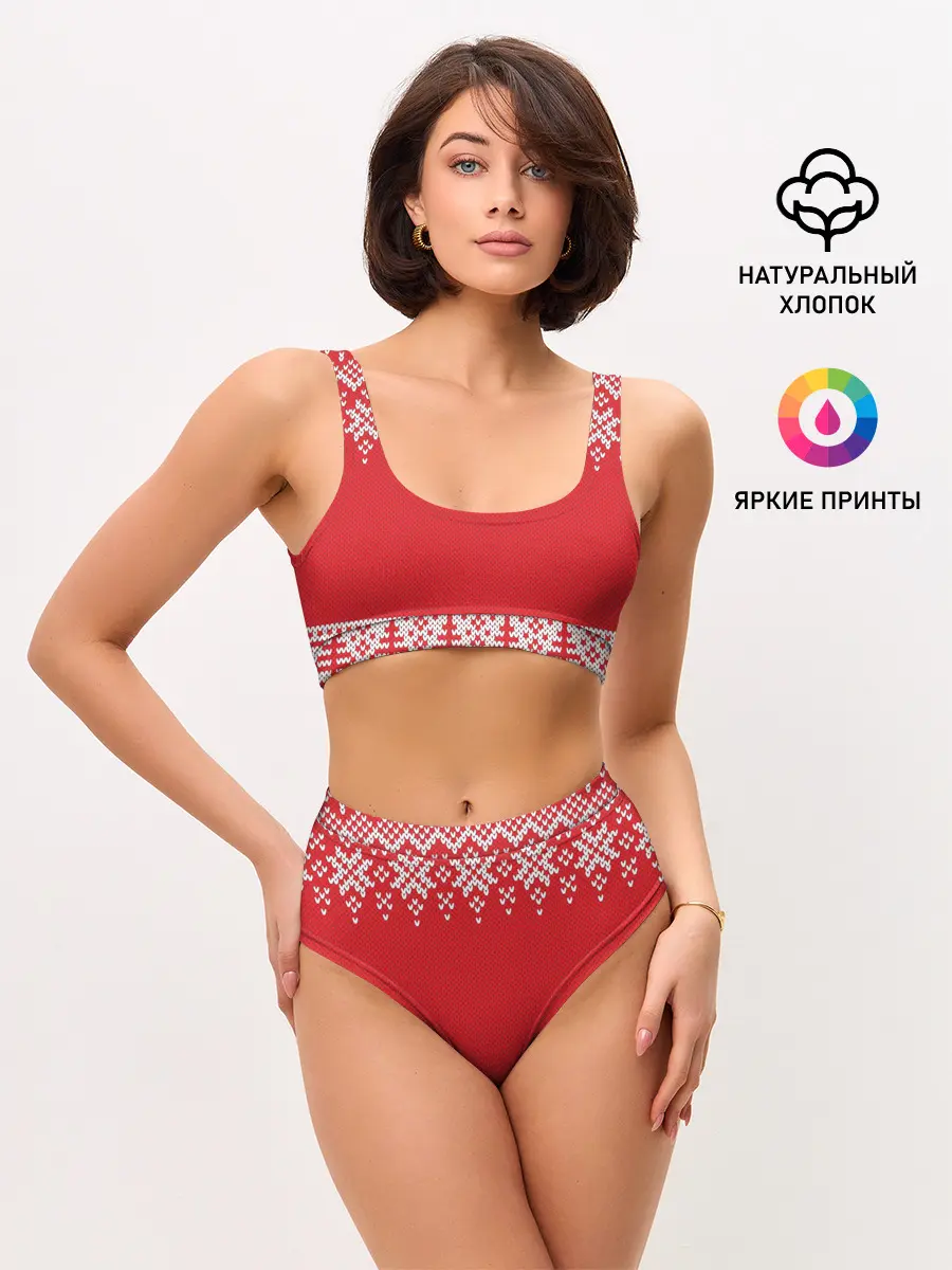 Женские топ и трусы / Зимний лес