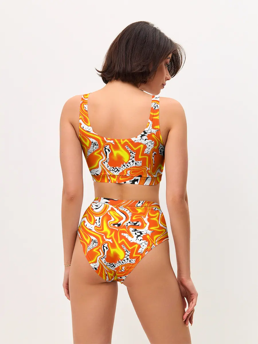 Женские топ и трусы / Огненные разводы лавы