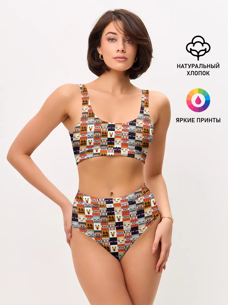 Женские топ и трусы / MINECRAFT КУБИКИ ПЕРСОНАЖИ