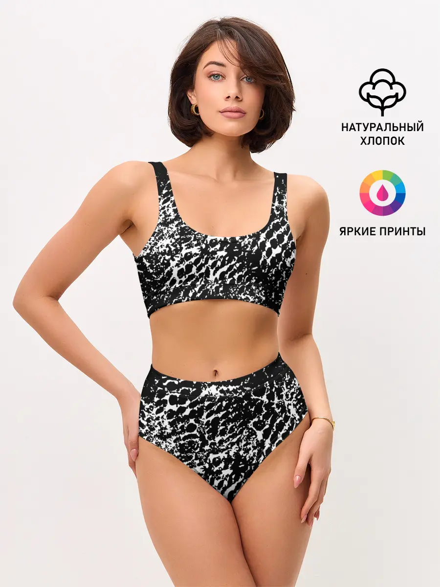 Женские топ и трусы / Хаос белого на черном