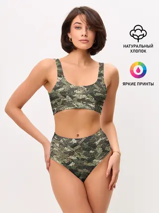 Женские топ и трусы / Именной камуфляж Макс