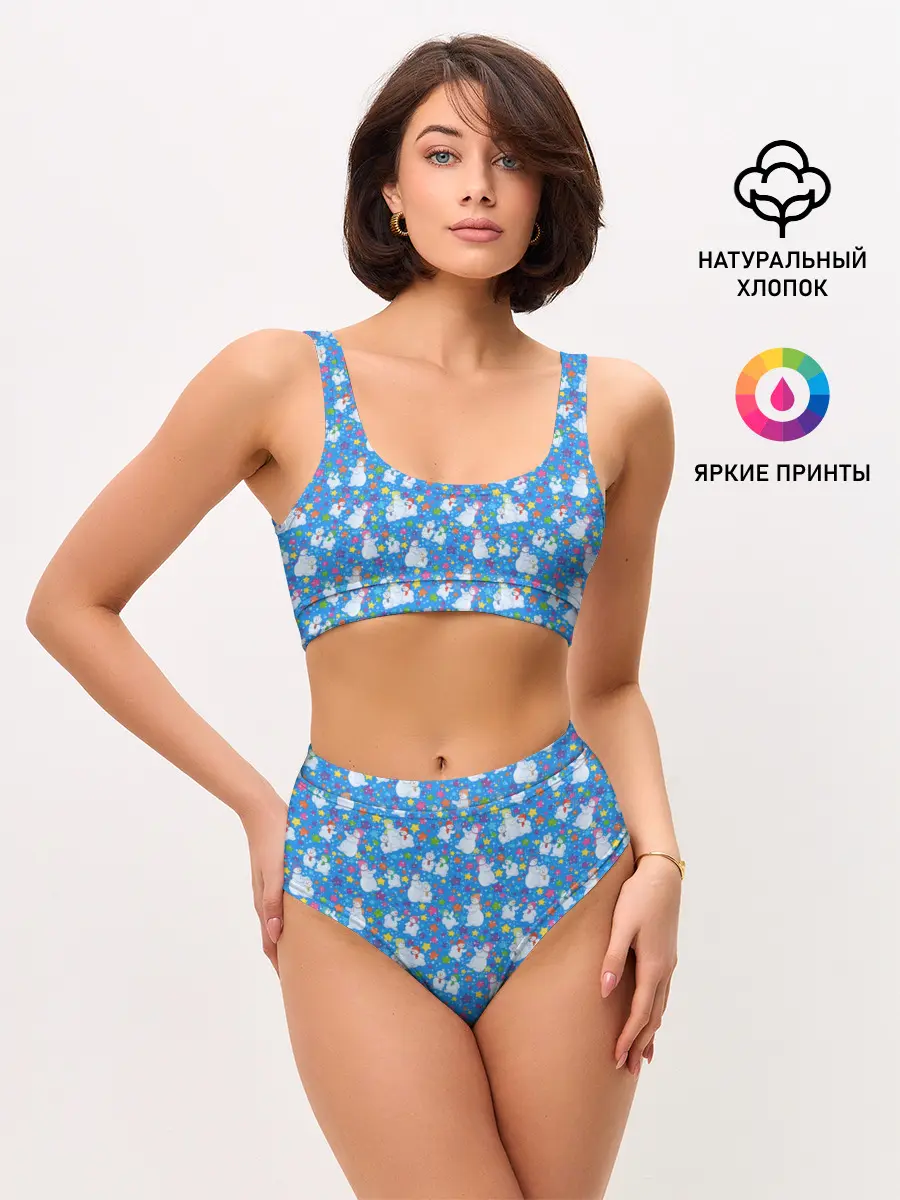 Женские топ и трусы / Снеговики и Звёздочки