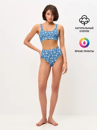 Женские топ и трусы / Снеговики и Звёздочки