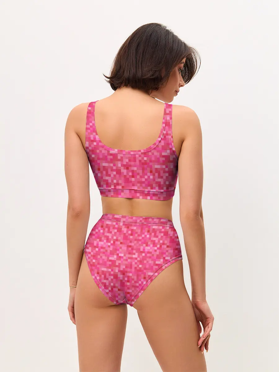 Женские топ и трусы / Цикламеновая пиксельная абстракция