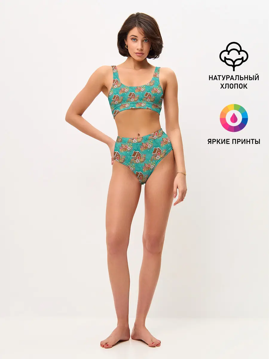 Женские топ и трусы / Рождественские пряники паттерн