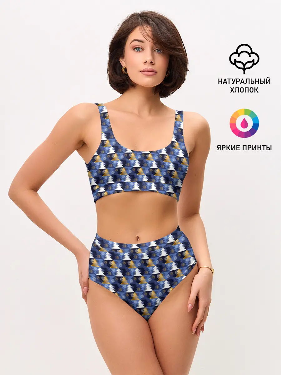 Женские топ и трусы / Ёлочки - Снежинки