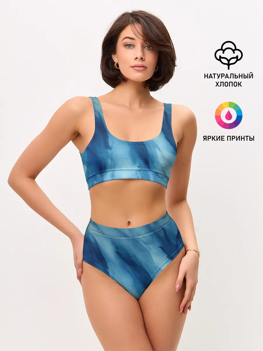 Женские топ и трусы / Голубой мрамор