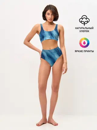 Женские топ и трусы / Голубой мрамор
