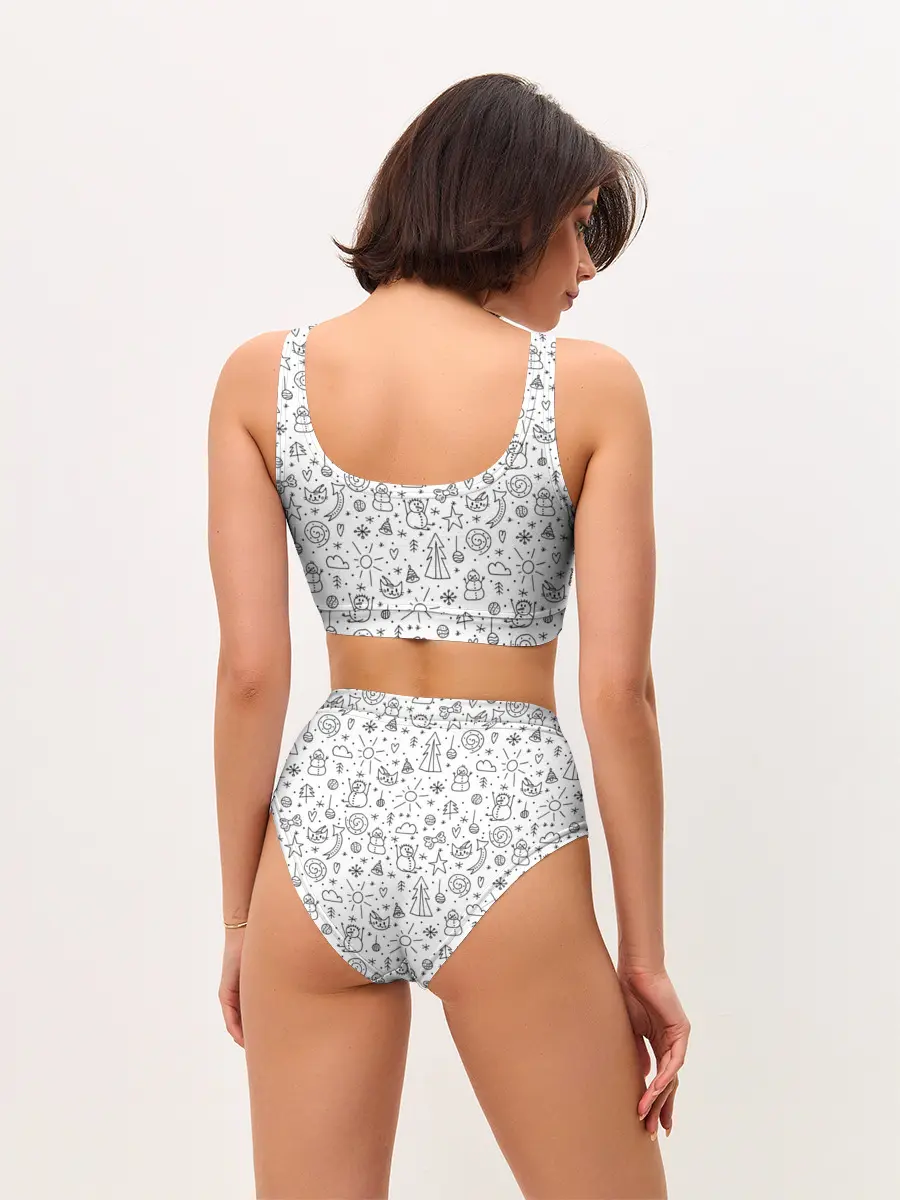 Женские топ и трусы / Зимнее дудл настроение