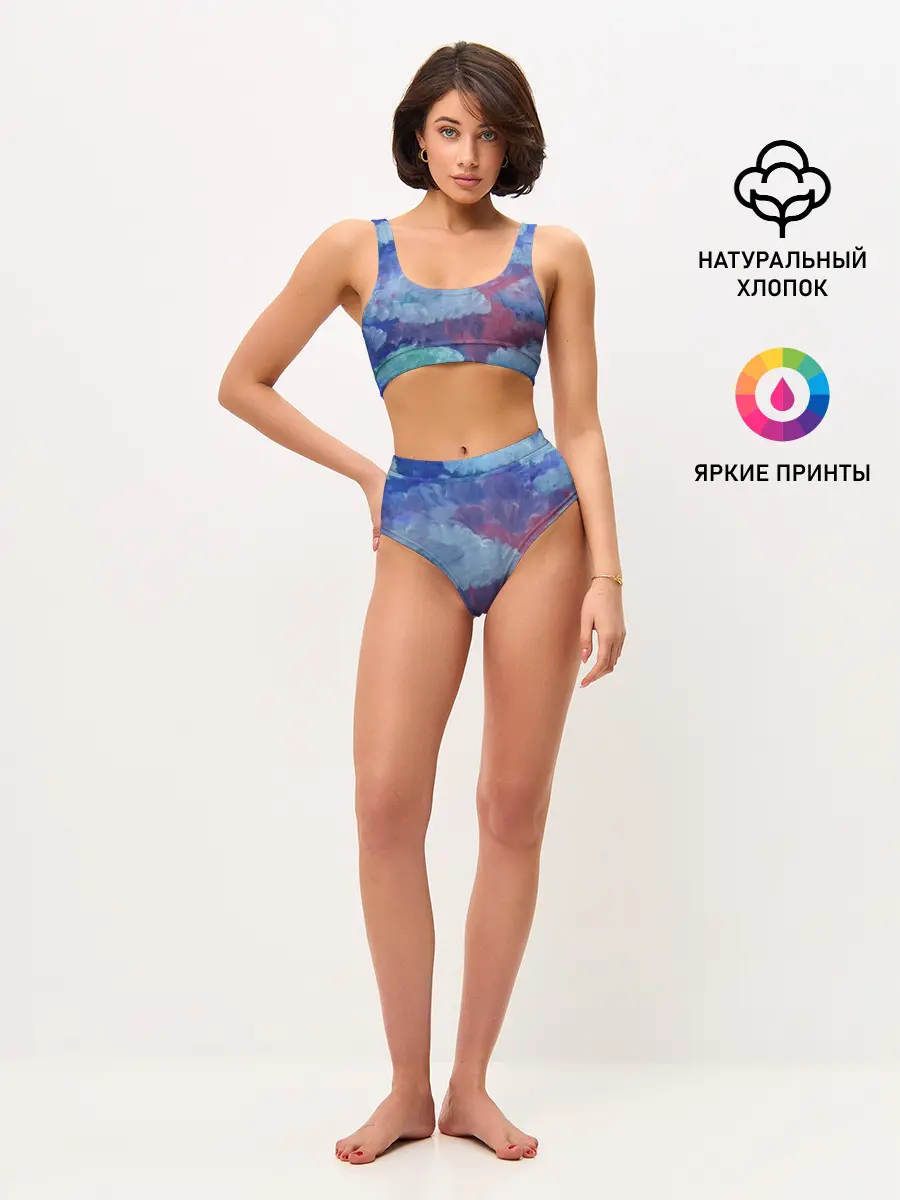 Женские топ и трусы / Гуашевые облака