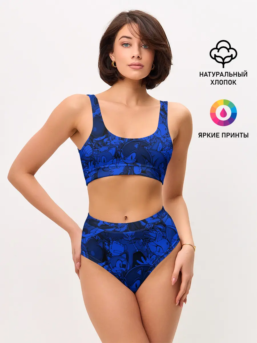 Женские топ и трусы / SONIC BLUE PATTERN | СИНИЙ ЁЖ